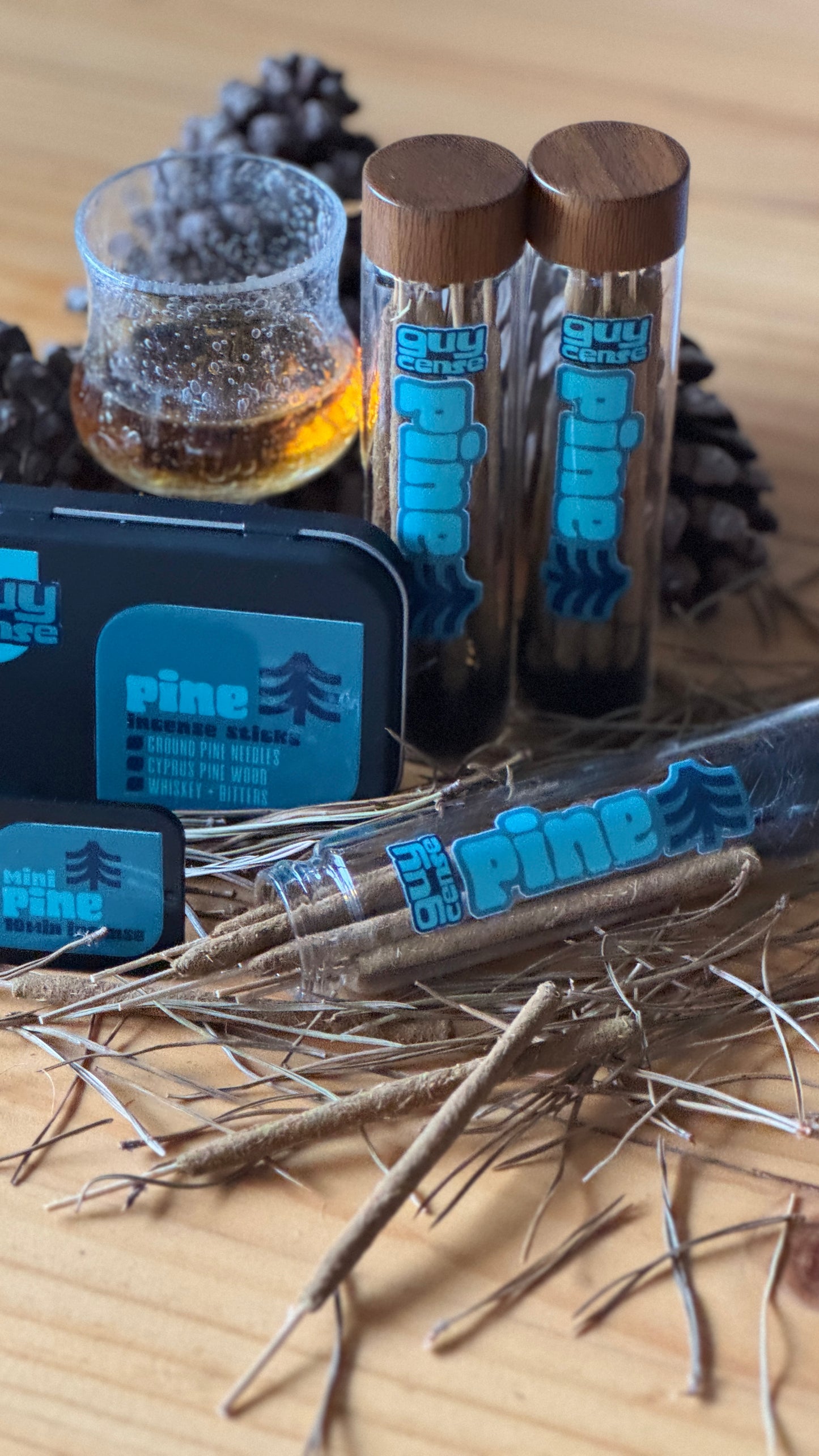 Pine needles, wood + whiskey (3 pack)